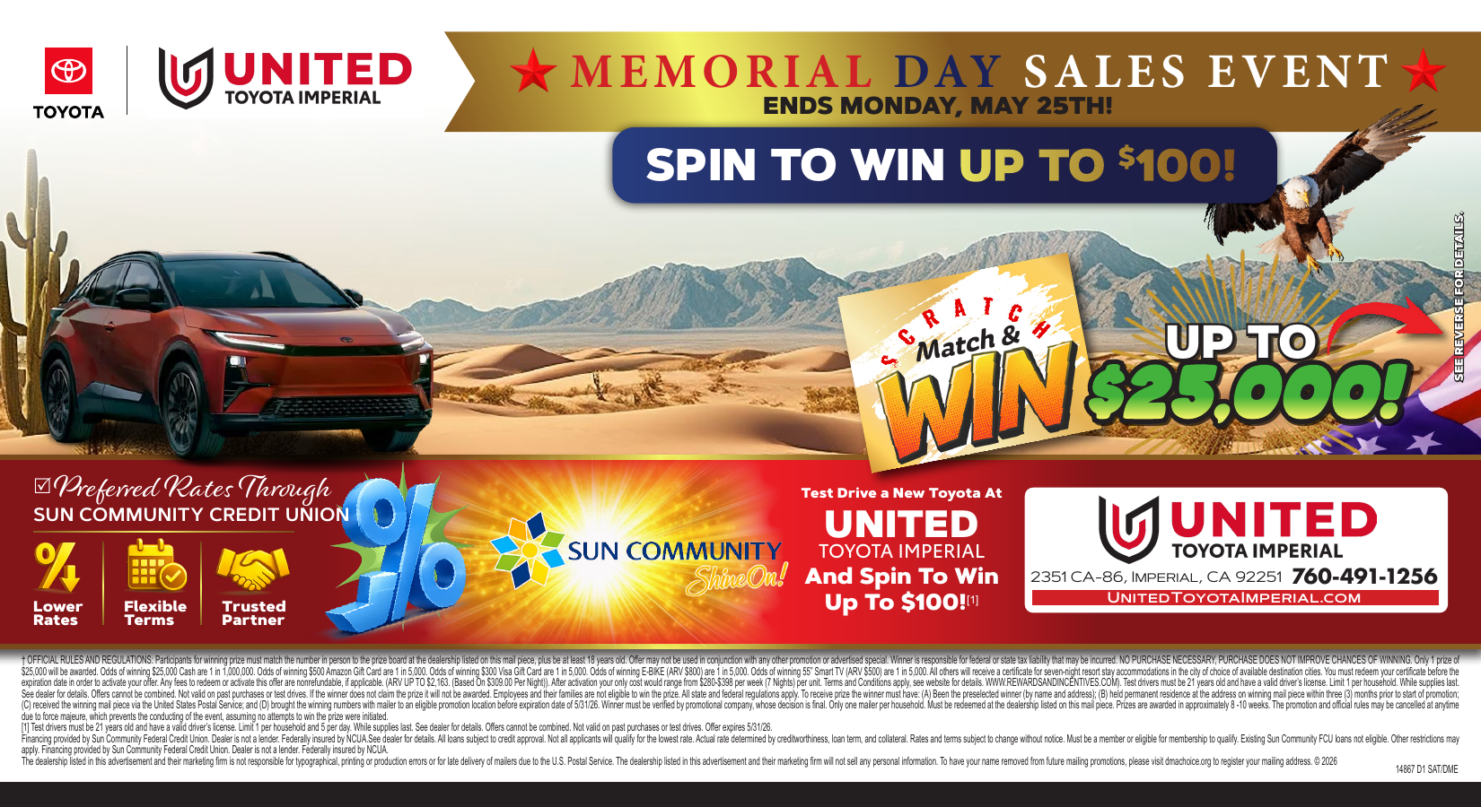 Memorial Day Sales Event postcard artwork